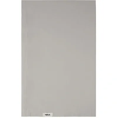 Tekla Grey Percale Flat Sheet In Soft Grey