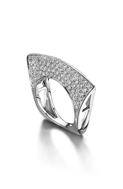 Bare Lotus Diamond Ring In White Gold