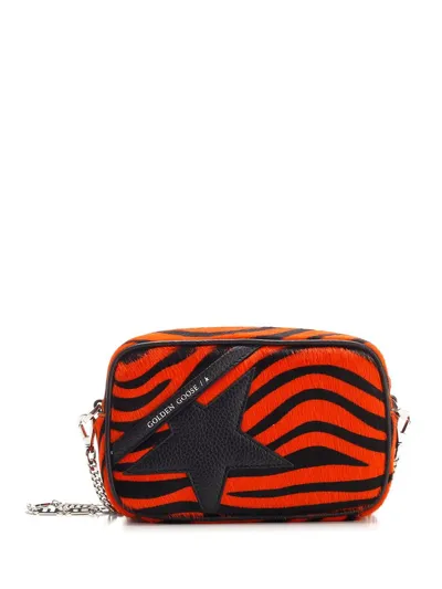 Golden Goose Mini Star Shoulder Bag In Orange Pony Skin