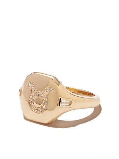 Shay 18kt Yellow Gold Taurus Diamond Signet Ring