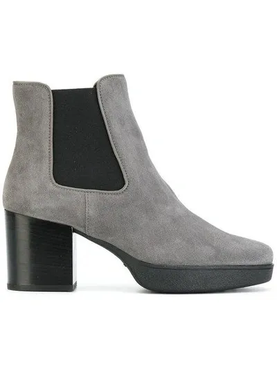 Tod's Platform Ankle Boots In Grey