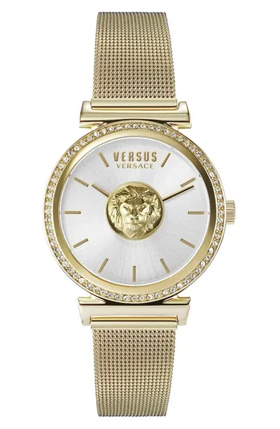 Versus Women's Brick Lane Mesh Ip Yellow Gold Stainless Steel Watch 34mm