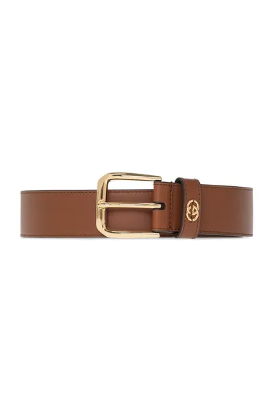 Gucci Leather Interlocking G Belt In Brown