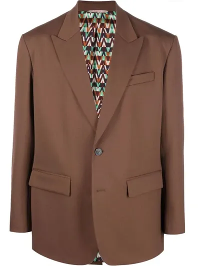 Valentino Single-breasted Virgin Wool Blazer In Tobacco