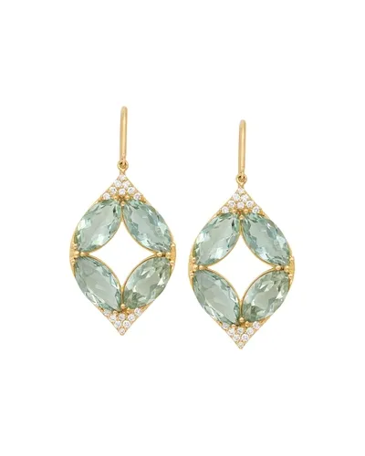 Jamie Wolf 18k Marquise Oval Aladdin Earrings W/ Green Amethyst & Diamonds