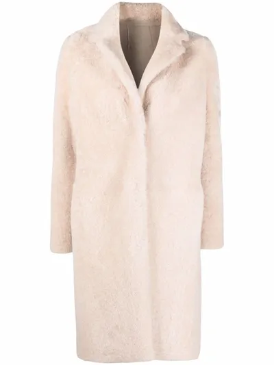 Liska Single-breasted Textured Coat In Neutrals