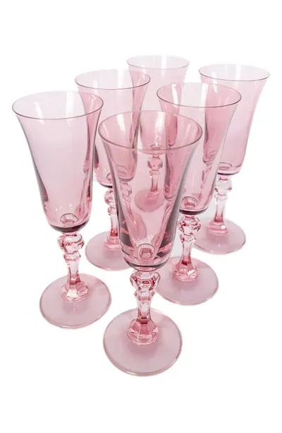 Estelle Colored Glass Set Of 6 Regal Flutes In Rose