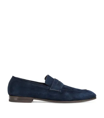 Zegna L'asola Suede Loafers - Men's - Calf Suede/rubber In Navy Blue