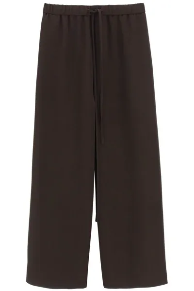 Valentino Brown Tied-waist Wide-leg Trousers In Black