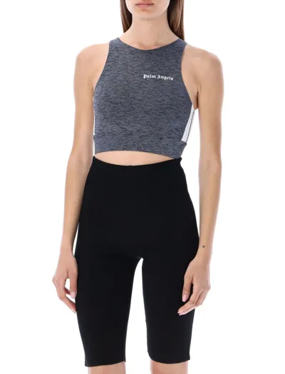 Palm Angels Melange Track Training Top In Melange Grey Black