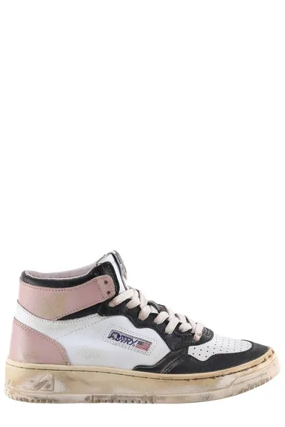 Autry Sup Vintage Sneakers In White Leather In Multicolore