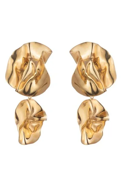 Sterling King Fold Drop Earrings In Gold