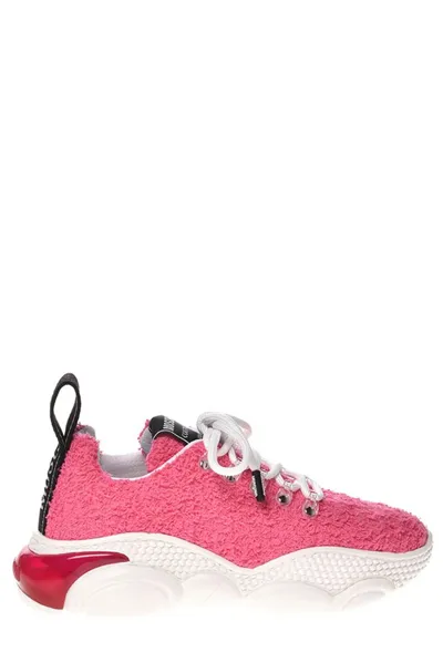 Moschino Terry Cloth Teddy Bubble Sneakers In Fuxia