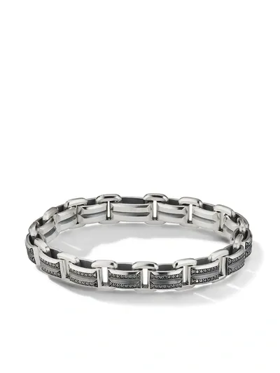 David Yurman Beveled Pavé Black Diamond Sterling Silver Link Bracelet