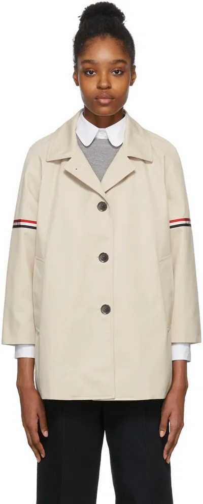 Thom Browne Armband Waterproof Twill Crop Car Coat In Neutrals