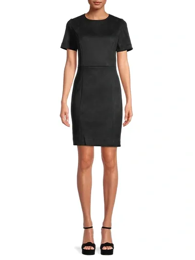 T Tahari Judianne Short Sleeve Fitted Sheath Dress - Exclusive In Black