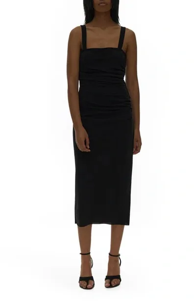 Helmut Lang Twisted Crepe Dress In Basalt Black