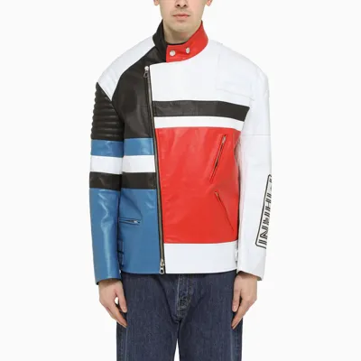 Marni Asymmetric Long Leather Biker Jacket In 멀티컬러