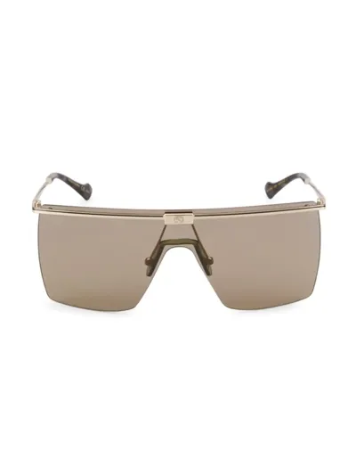 Gucci Web 99mm Shield Sunglasses In Gold Brown