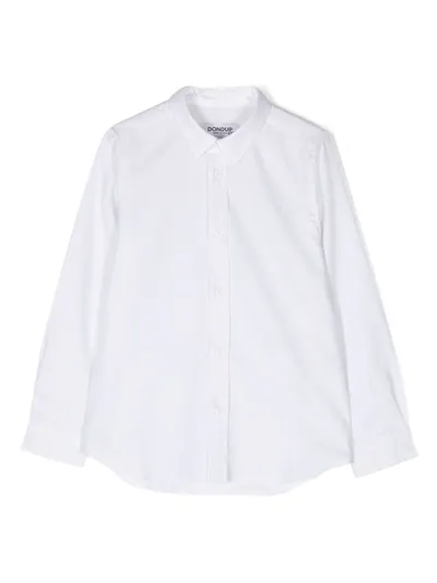 Dondup Kids' White Shirt For Boy With Light Blue Logo