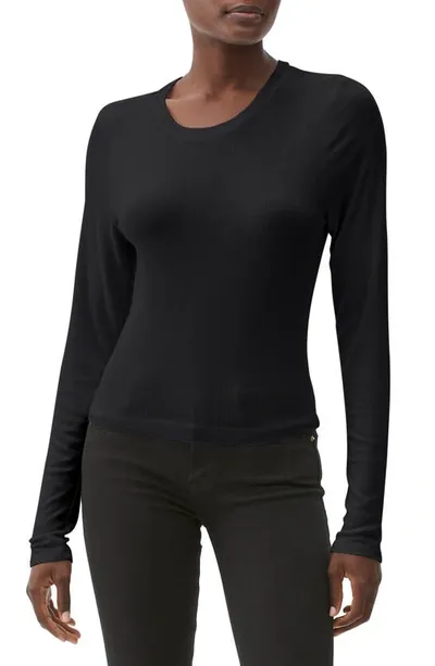 Michael Stars Finn Rib Crewneck Top In Black