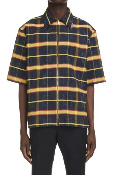 Givenchy 4g-print Check Short-sleeved Shirt In Mehrfarbig