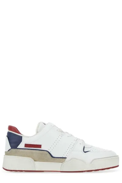 Isabel Marant Colour-block Panelled Leather Sneakers In White