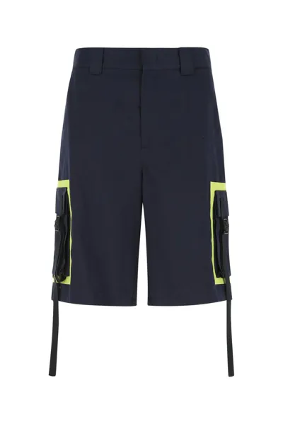 Msgm Cargo Bermuda With Maxi Side Pockets In Blue