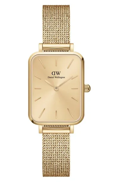 Daniel Wellington Quadro Unitone Mesh Strap Watch, 20mm X 26mm In Gold Unitone