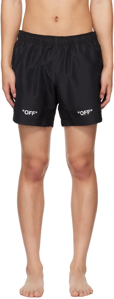 Off-white Black Logo-print Shell Swim Shorts