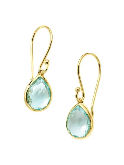 Ippolita 18k Rock Candy Teeny Teardrop Earrings In Rock Crystal In Blue