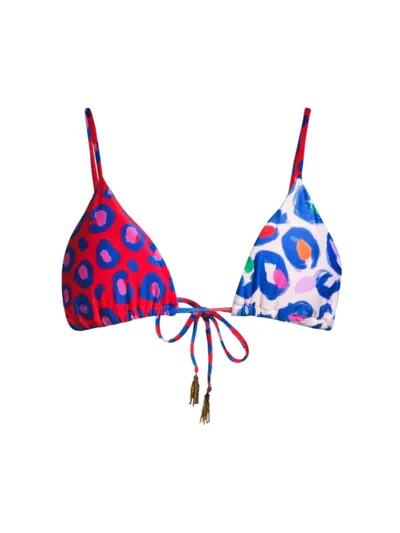 Farm Rio Leopard Pop Triangle Bikini Top In Pop Leopards