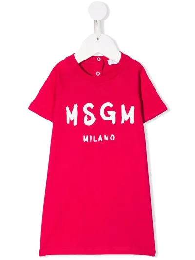 Msgm Babies' Logo-print Short-sleeved T-shirt In Pink