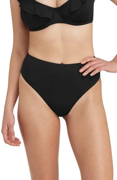 Sea Level Retro High Waist Bikini Bottoms In Black