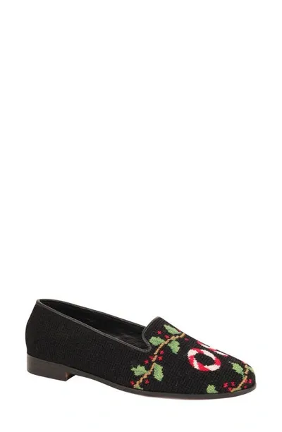 Bypaige Needlepoint Ho Ho Flat In Ho Ho Loafer On Black