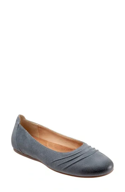 Softwalk Safi Flat In Denim Nubuck Leather