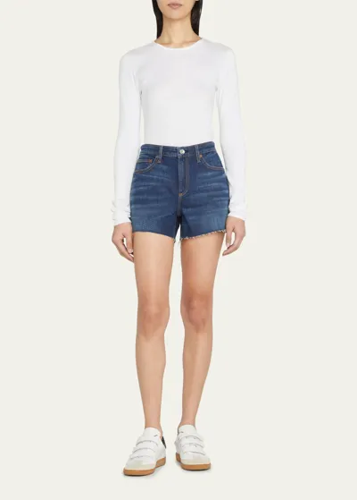 Rag & Bone Dre Cut-off Low Rise Stretch Denim Shorts In Blue