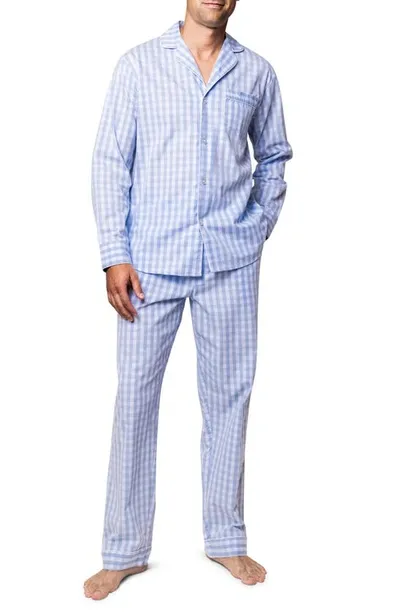 Petite Plume Men's Gingham Pajama Set In Blue