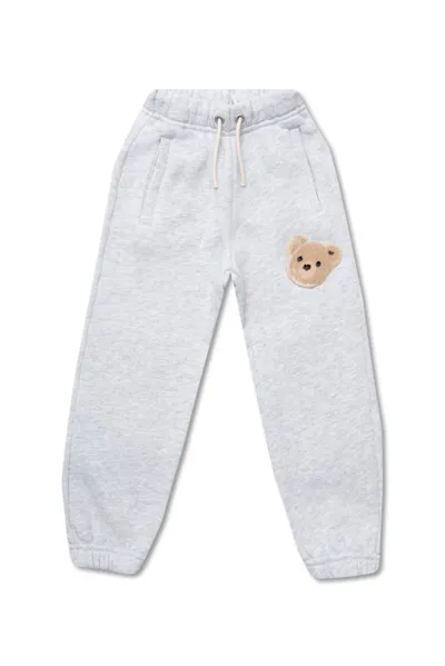 Palm Angels Kids Gray Bear Lounge Pants In Grey