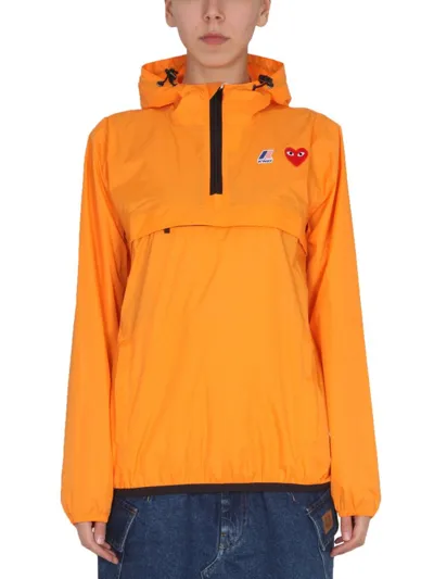 Comme Des Garçons Play Unisex Jacket Orange Nylon Anorak Cdg Play X K-way Collab