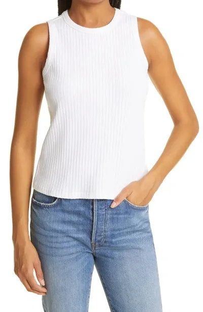 Rails The Racer Rib Stretch Cotton Tank In White