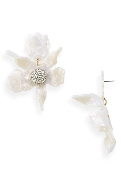 Lele Sadoughi Crystal Lily Earrings In White/gold