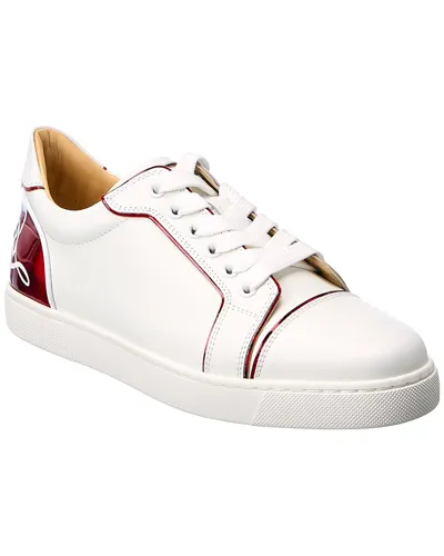 Christian Louboutin Fun Vieira Script Red Sole Sneakers In White