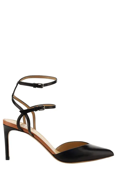 Francesco Russo Ankle-strap Leather 90mm Pumps In Black