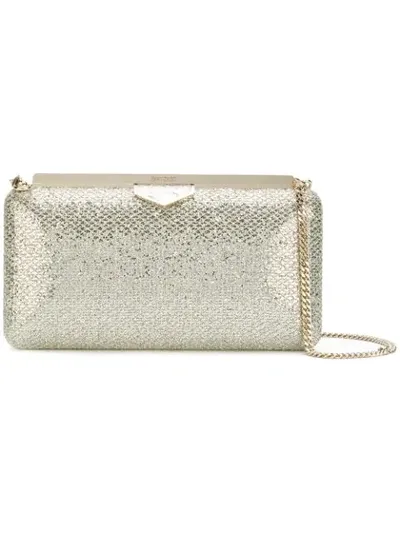 Jimmy Choo Ellipse Glitter Clutch - Beige In Platinum Ice