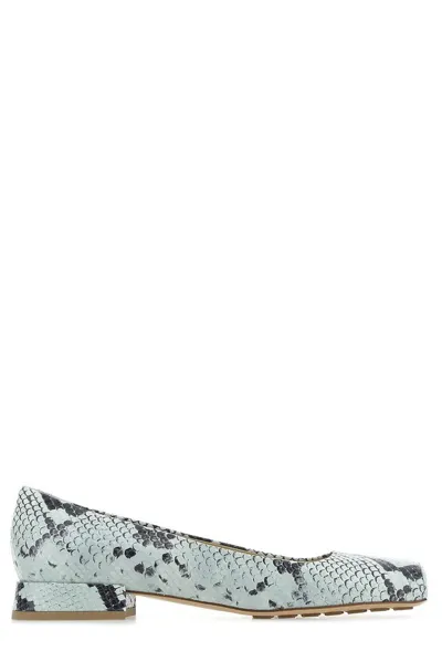 Bottega Veneta Light Blue Python-effect Ballerinas In Print