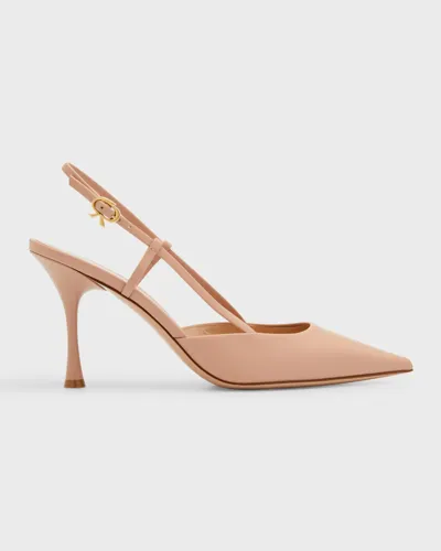 Gianvito Rossi Leather Point-toe Slingback Pumps In Peach