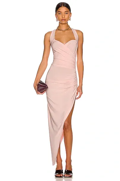 Norma Kamali Cayla Side Drape Gown In Blush