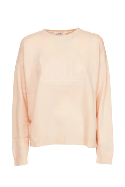 Max Mara Logo Detailed Crewneck Sweater In Pink