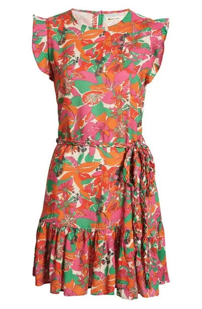 Marine Layer Laney Side Tie Ruffle Minidress In Vintage Floral Print